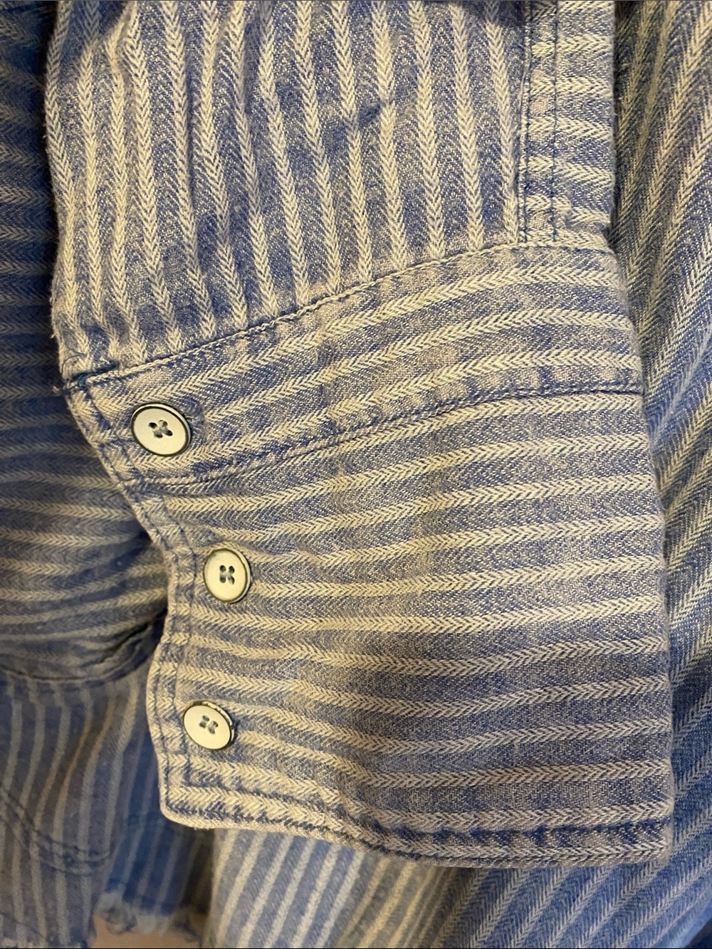 Bluevelvet Mineral Washed Railroad Striped Boho Tunic Henley Shirt Large - Picture 8 of 10
